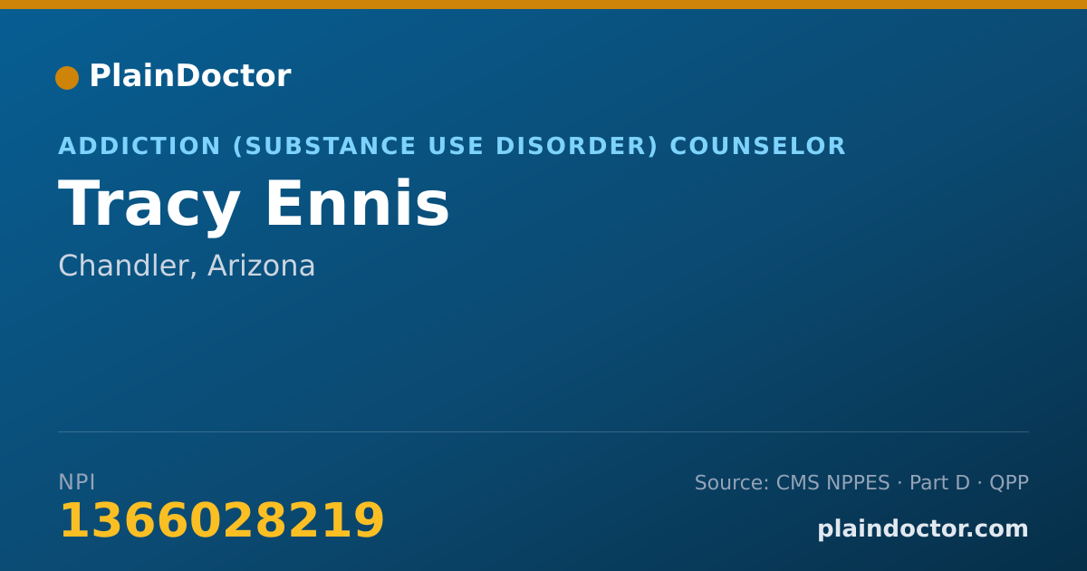 Shareable card for Tracy Ennis - Addiction (Substance Use Disorder) Counselor, Chandler, AZ