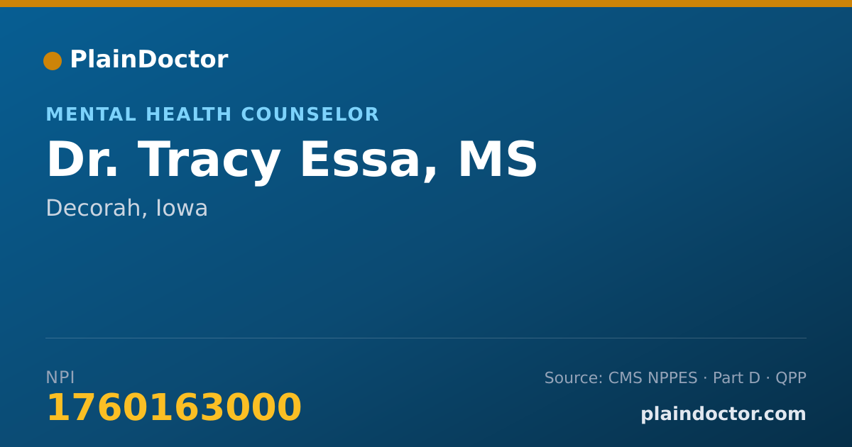 Shareable card for Tracy Essa, MS - Mental Health Counselor, Decorah, IA