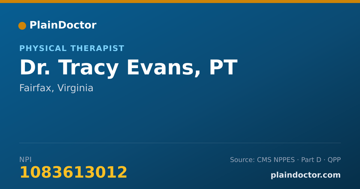 Shareable card for Tracy Evans, PT - Physical Therapist, Fairfax, VA