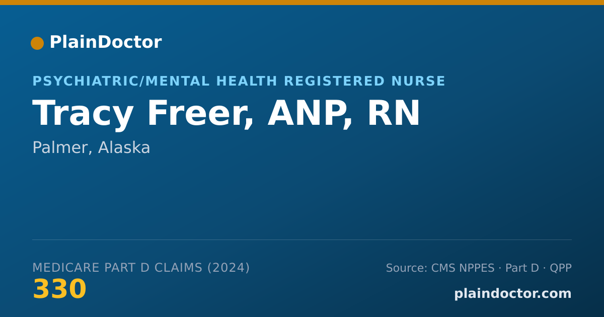 Shareable card for Tracy Freer, ANP, RN - Psychiatric/Mental Health Registered Nurse, Palmer, AK