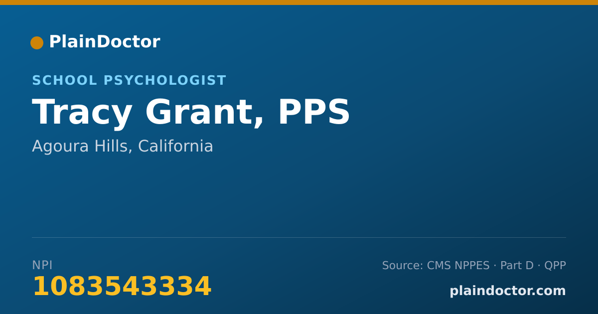 Shareable card for Tracy Grant, PPS - School Psychologist, Agoura Hills, CA