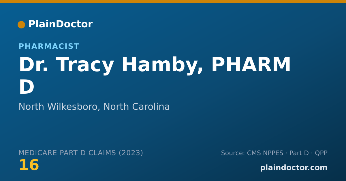 Shareable card for Tracy Hamby, PHARM D - Pharmacist, North Wilkesboro, NC
