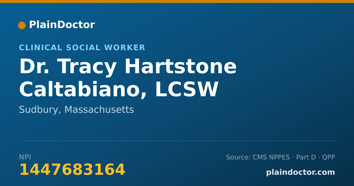 Shareable card for Tracy Hartstone Caltabiano, LCSW - Clinical Social Worker, Sudbury, MA