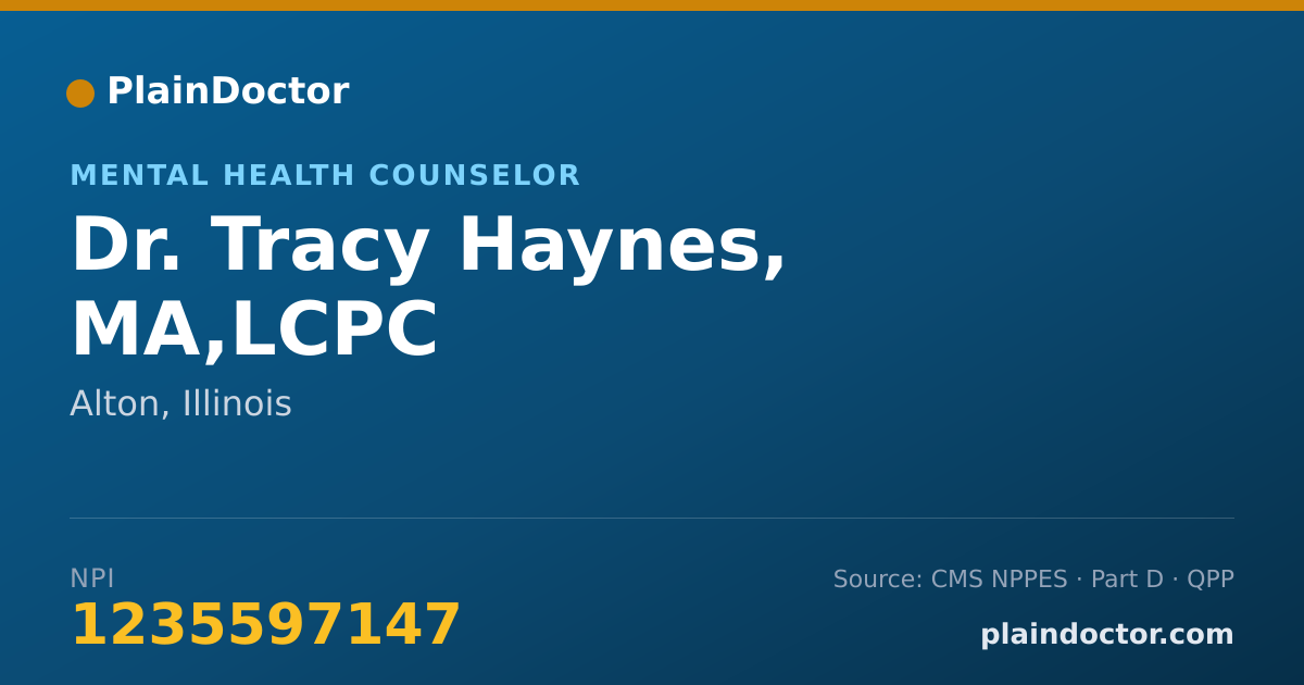 Shareable card for Tracy Haynes, MA,LCPC - Mental Health Counselor, Alton, IL