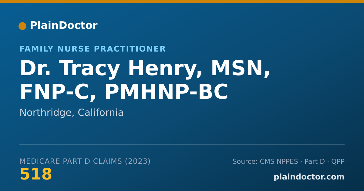 Shareable card for Tracy Henry, MSN, FNP-C, PMHNP-BC - Family Nurse Practitioner, Northridge, CA