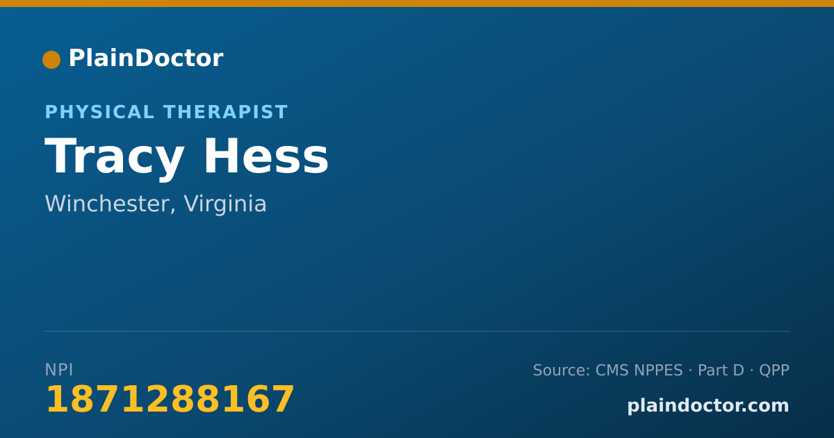 Shareable card for Tracy Hess - Physical Therapist, Winchester, VA