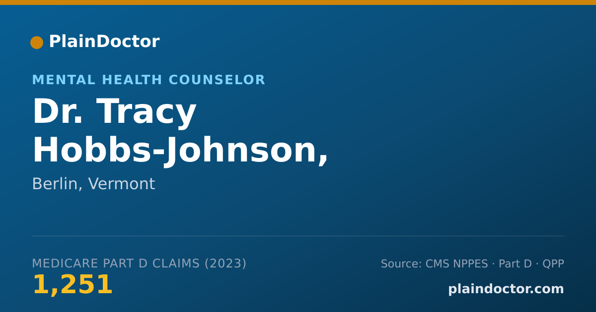 Shareable card for Tracy Hobbs-Johnson, PMHNP-BC - Mental Health Counselor, Berlin, VT