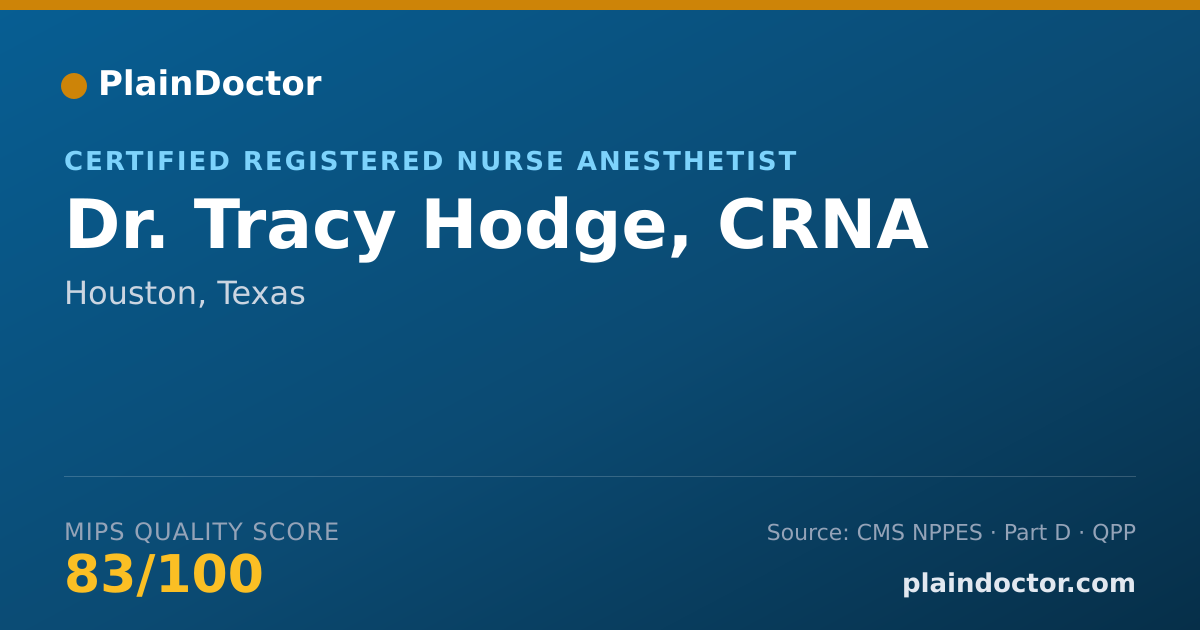 Shareable card for Tracy Hodge, CRNA - Certified Registered Nurse Anesthetist, Houston, TX