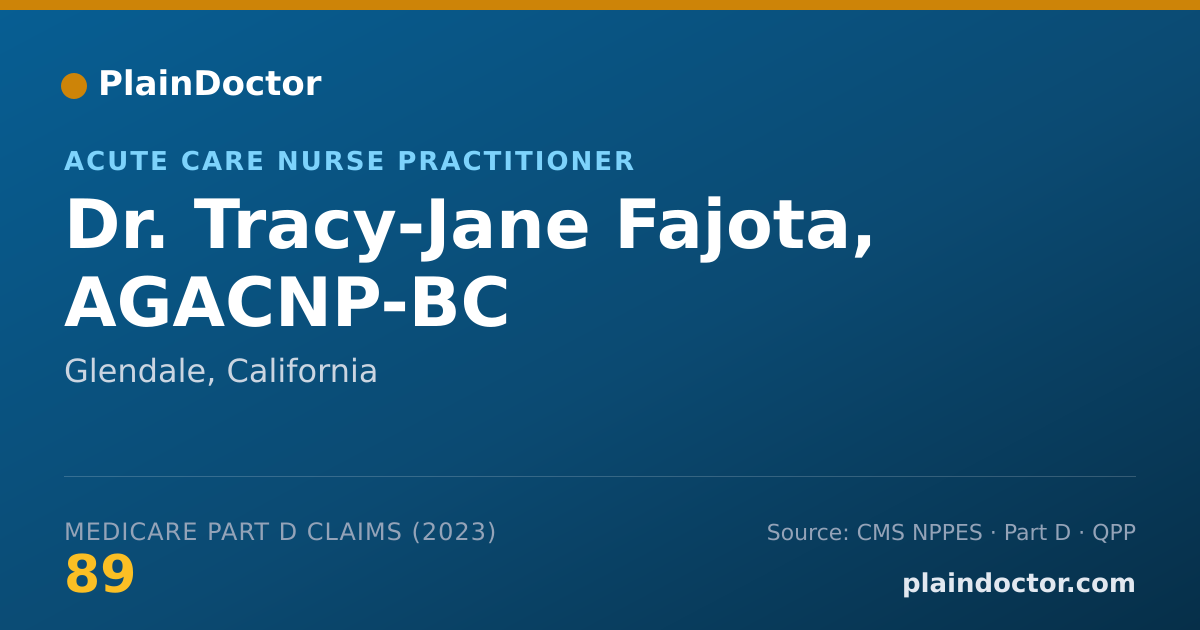 Shareable card for Tracy-Jane Fajota, AGACNP-BC - Acute Care Nurse Practitioner, Glendale, CA