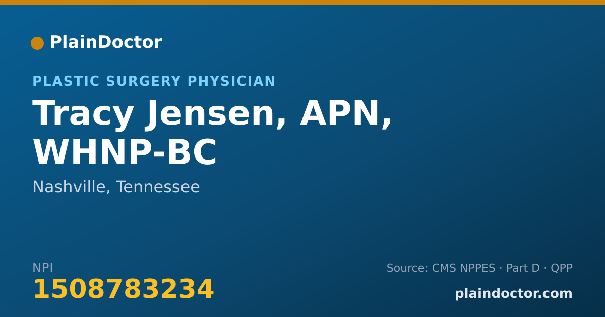 Shareable card for Tracy Jensen, APN, WHNP-BC - Plastic Surgery Physician, Nashville, TN
