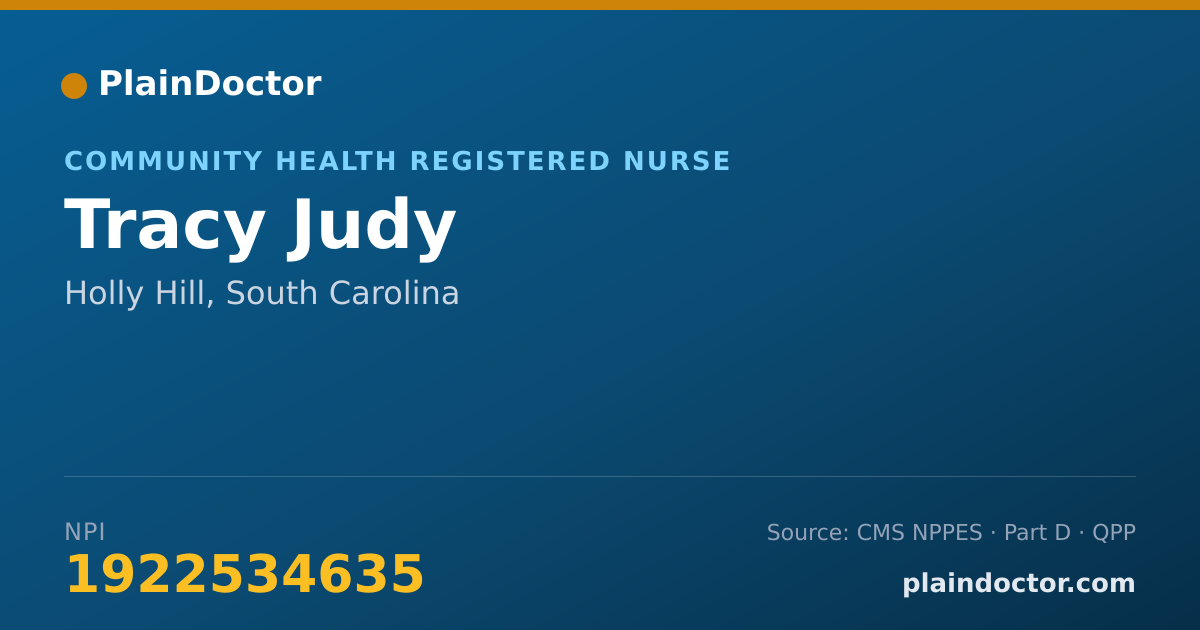 Shareable card for Tracy Judy - Community Health Registered Nurse, Holly Hill, SC