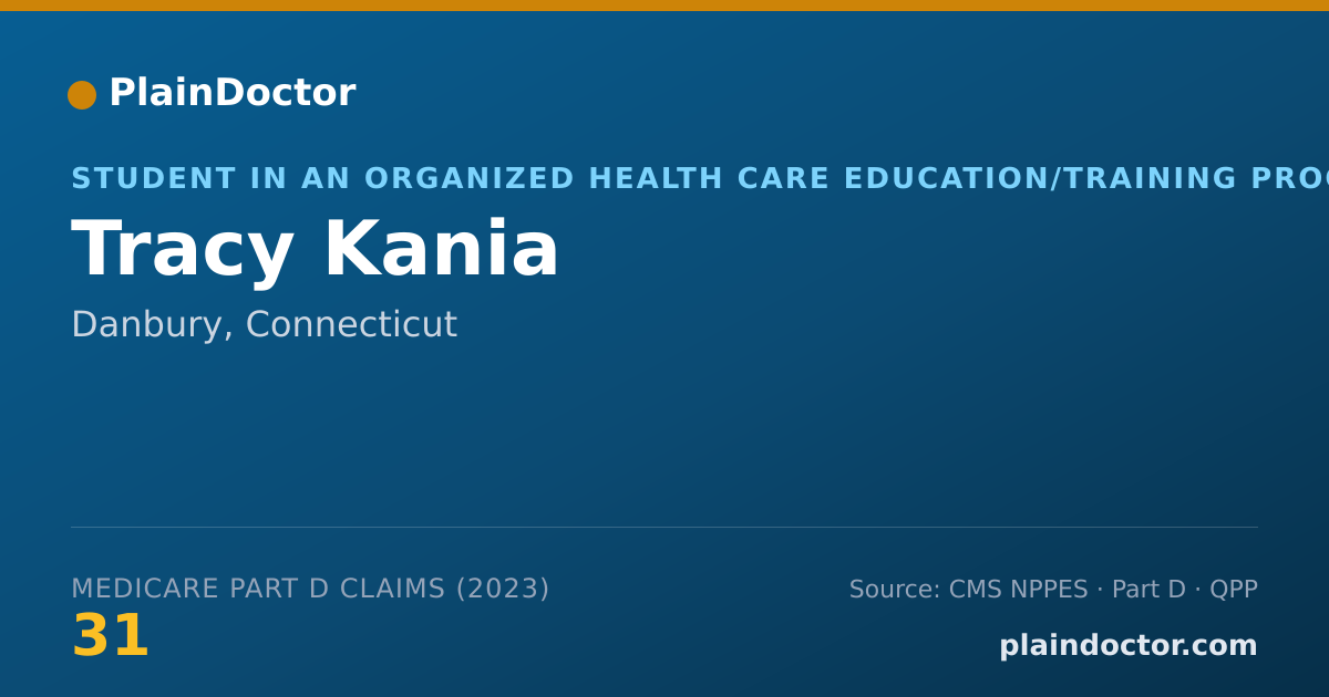 Shareable card for Tracy Kania - Student in an Organized Health Care Education/Training Program, Danbury, CT