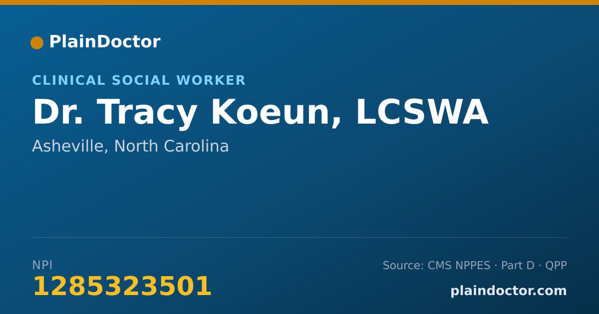 Shareable card for Tracy Koeun, LCSWA - Clinical Social Worker, Asheville, NC