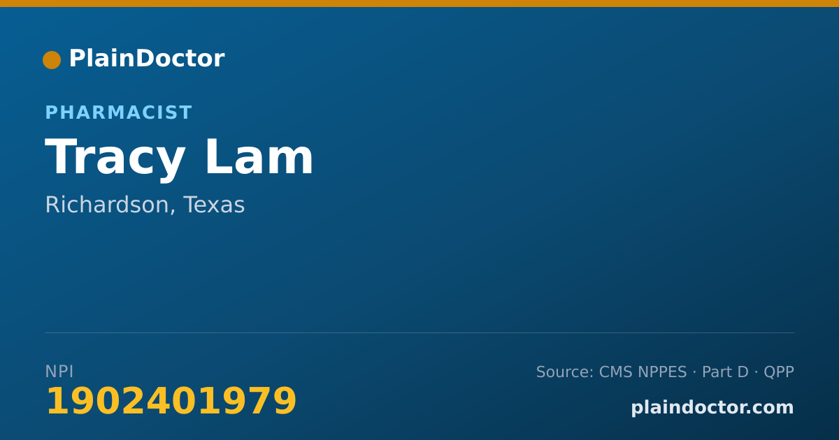 Shareable card for Tracy Lam - Pharmacist, Richardson, TX
