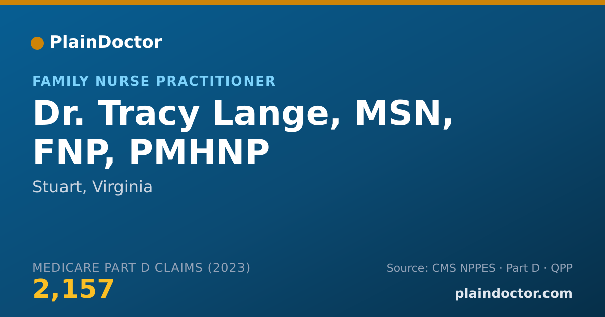 Shareable card for Tracy Lange, MSN, FNP, PMHNP - Family Nurse Practitioner, Stuart, VA