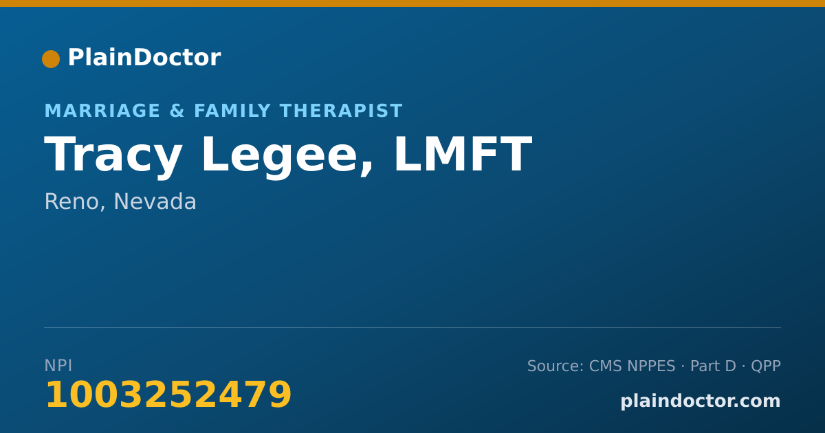 Shareable card for Tracy Legee, LMFT - Marriage & Family Therapist, Reno, NV