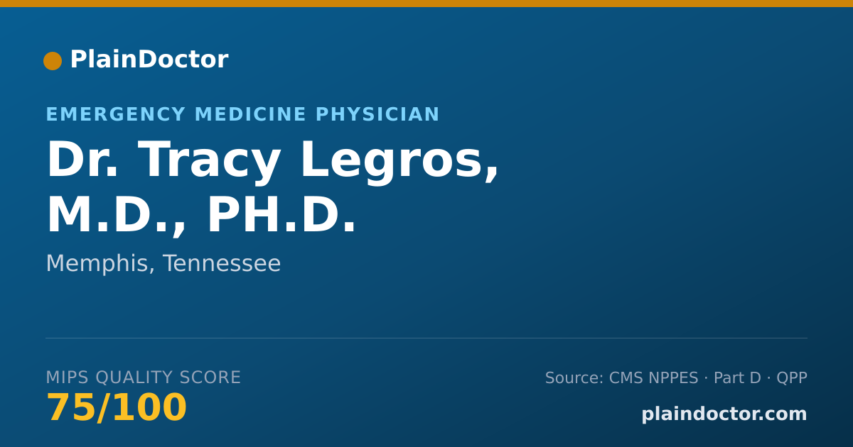 Shareable card for Tracy Legros, M.D., PH.D. - Emergency Medicine Physician, Memphis, TN