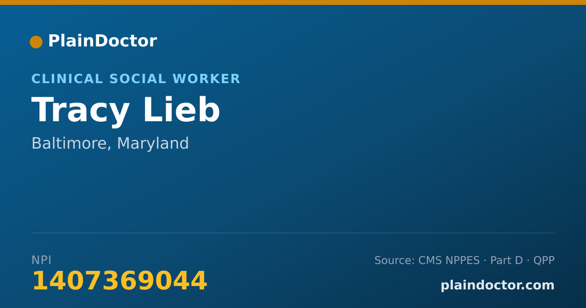 Shareable card for Tracy Lieb - Clinical Social Worker, Baltimore, MD