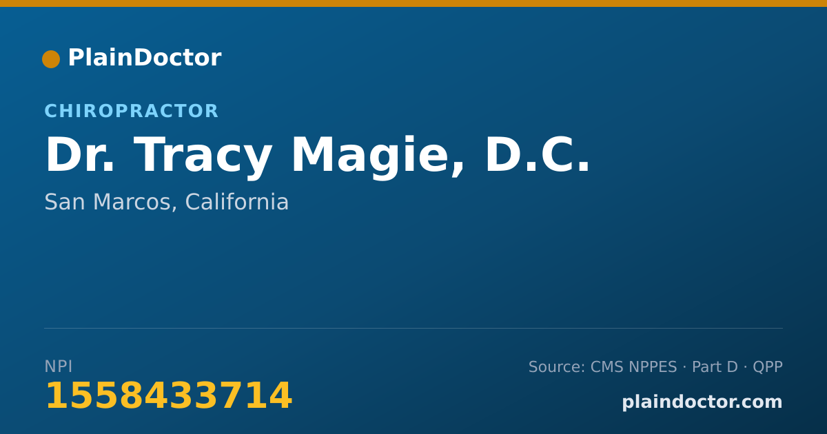 Shareable card for Tracy Magie, D.C. - Chiropractor, San Marcos, CA