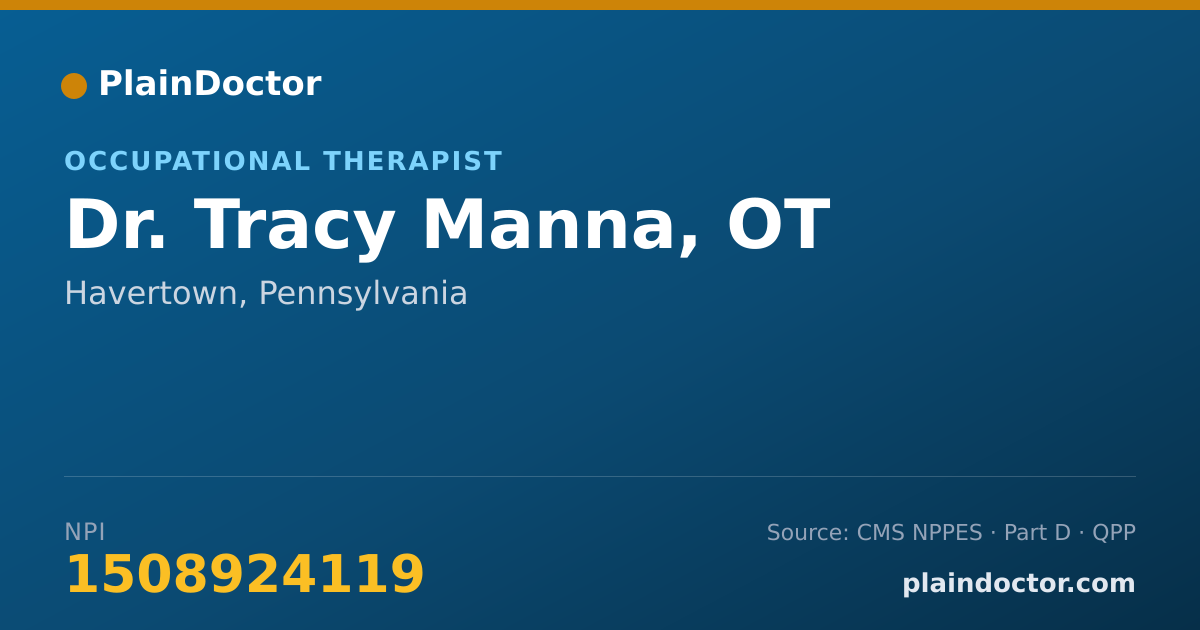 Shareable card for Tracy Manna, OT - Occupational Therapist, Havertown, PA