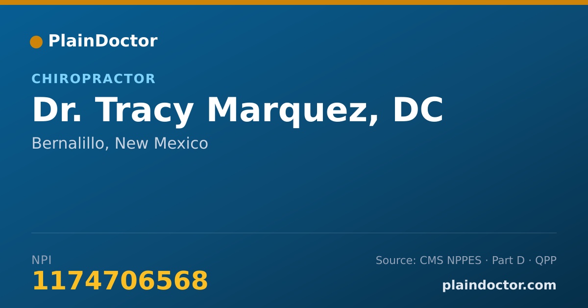 Shareable card for Tracy Marquez, DC - Chiropractor, Bernalillo, NM