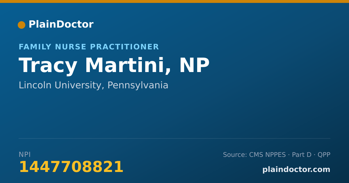 Shareable card for Tracy Martini, NP - Family Nurse Practitioner, Lincoln University, PA