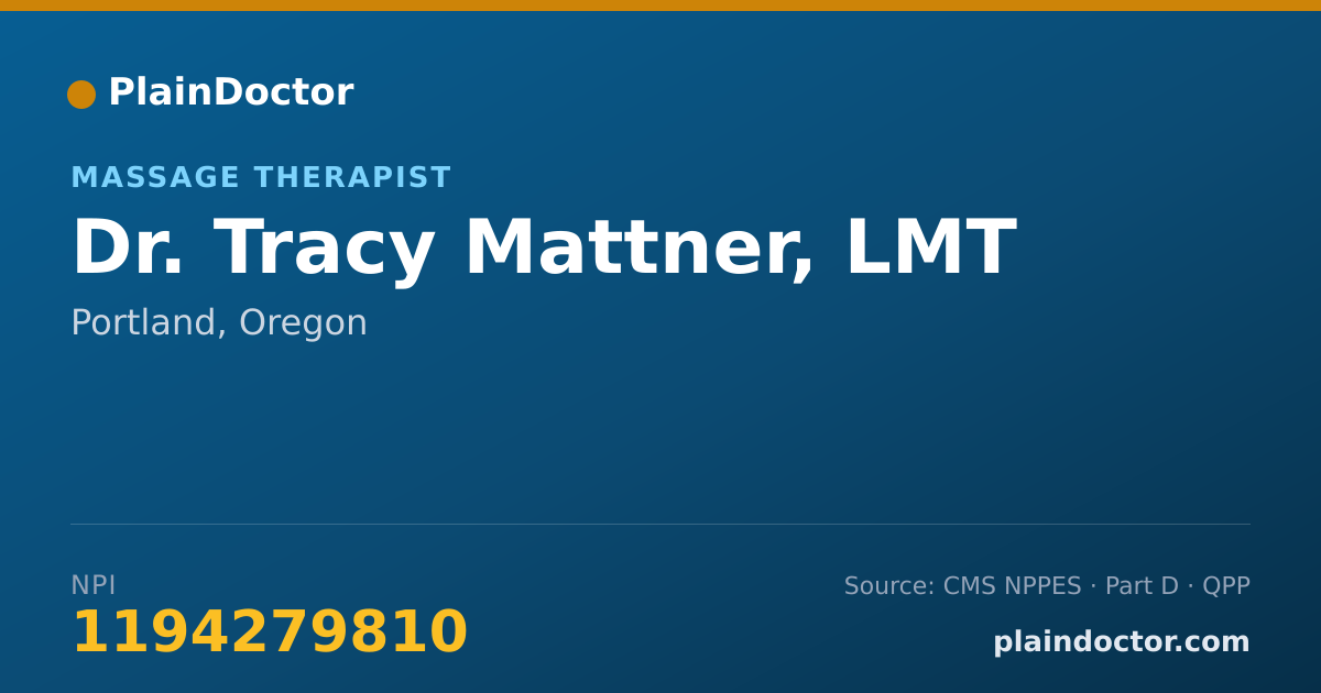 Shareable card for Tracy Mattner, LMT - Massage Therapist, Portland, OR