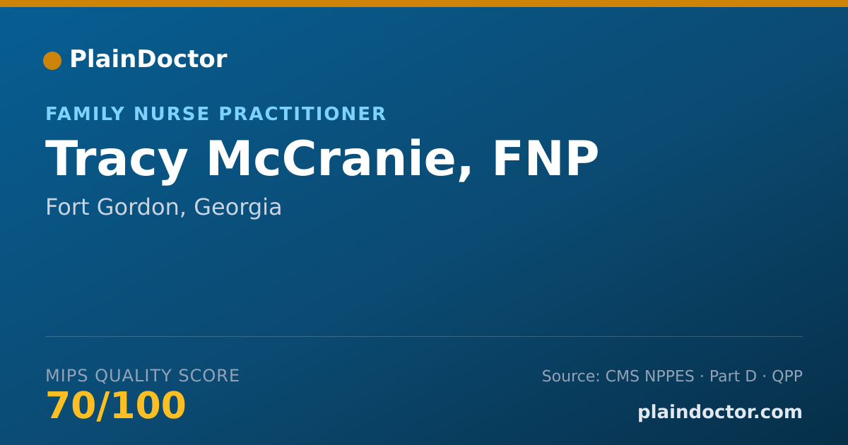 Shareable card for Tracy McCranie, FNP - Family Nurse Practitioner, Fort Gordon, GA