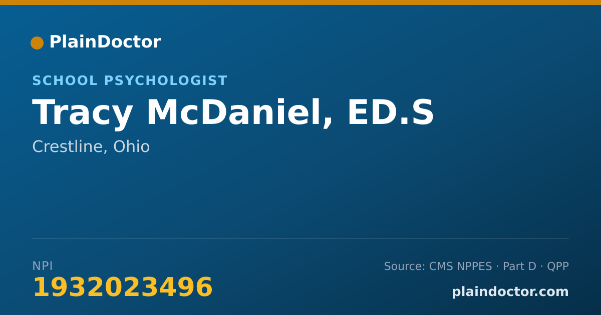 Shareable card for Tracy McDaniel, ED.S - School Psychologist, Crestline, OH