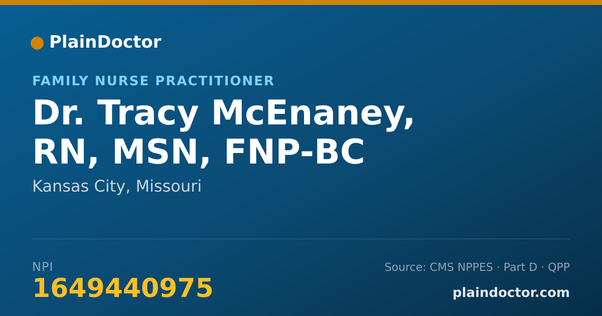Shareable card for Tracy McEnaney, RN, MSN, FNP-BC - Family Nurse Practitioner, Kansas City, MO