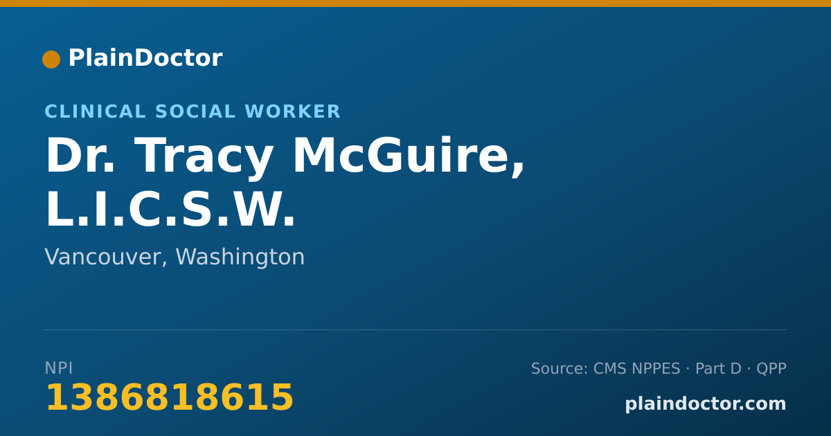 Shareable card for Tracy McGuire, L.I.C.S.W. - Clinical Social Worker, Vancouver, WA