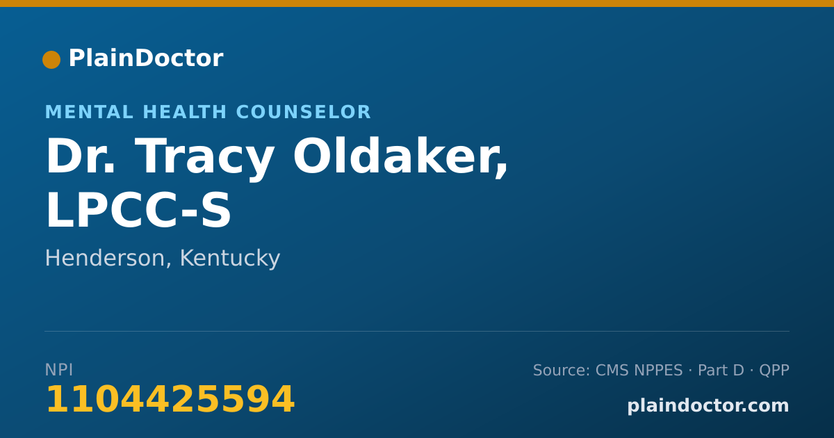 Shareable card for Tracy Oldaker, LPCC-S - Mental Health Counselor, Henderson, KY