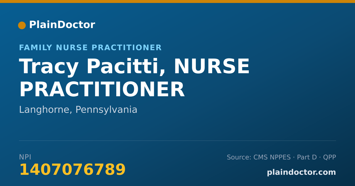 Shareable card for Tracy Pacitti, NURSE PRACTITIONER - Family Nurse Practitioner, Langhorne, PA