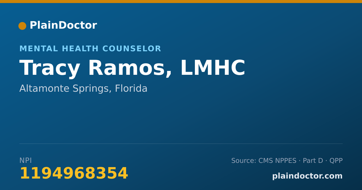 Shareable card for Tracy Ramos, LMHC - Mental Health Counselor, Altamonte Springs, FL