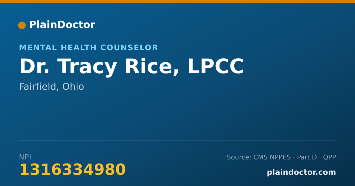 Shareable card for Tracy Rice, LPCC - Mental Health Counselor, Fairfield, OH