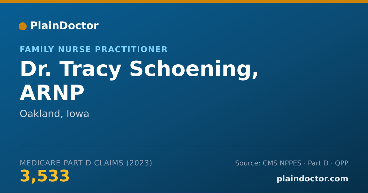 Shareable card for Tracy Schoening, ARNP - Family Nurse Practitioner, Oakland, IA