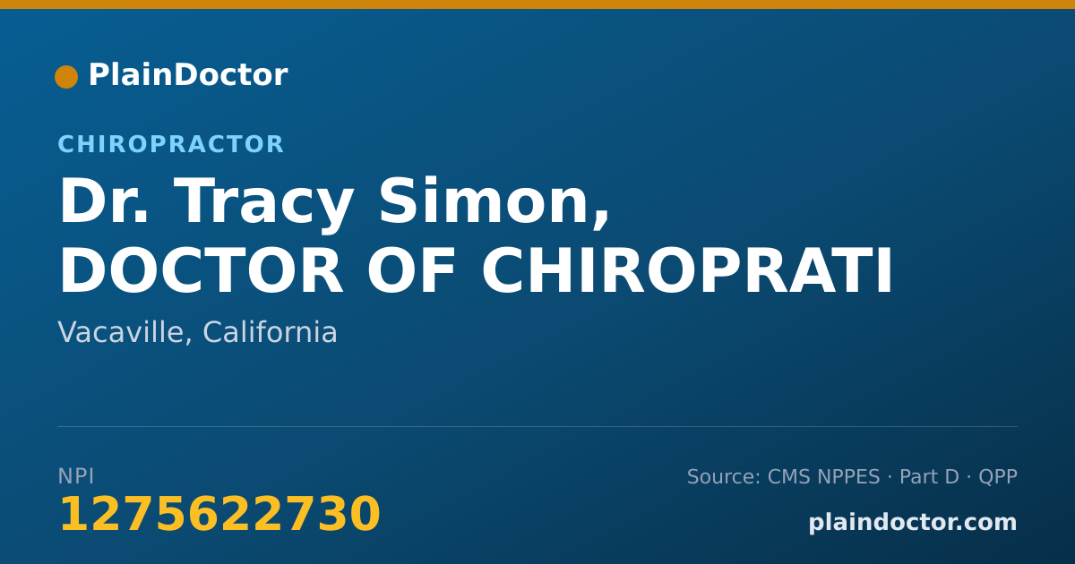 Shareable card for Tracy Simon, DOCTOR OF CHIROPRATI - Chiropractor, Vacaville, CA