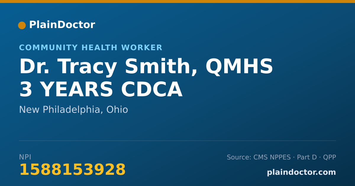 Shareable card for Tracy Smith, QMHS 3 YEARS CDCA - Community Health Worker, New Philadelphia, OH