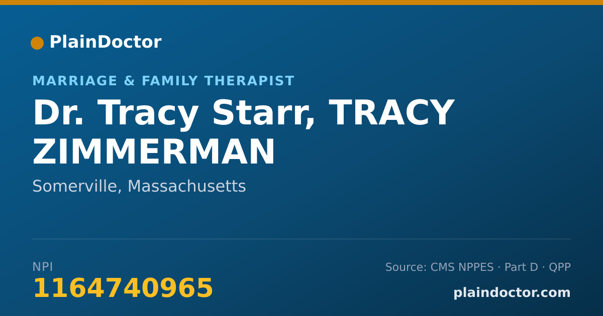 Shareable card for Tracy Starr, TRACY ZIMMERMAN - Marriage & Family Therapist, Somerville, MA