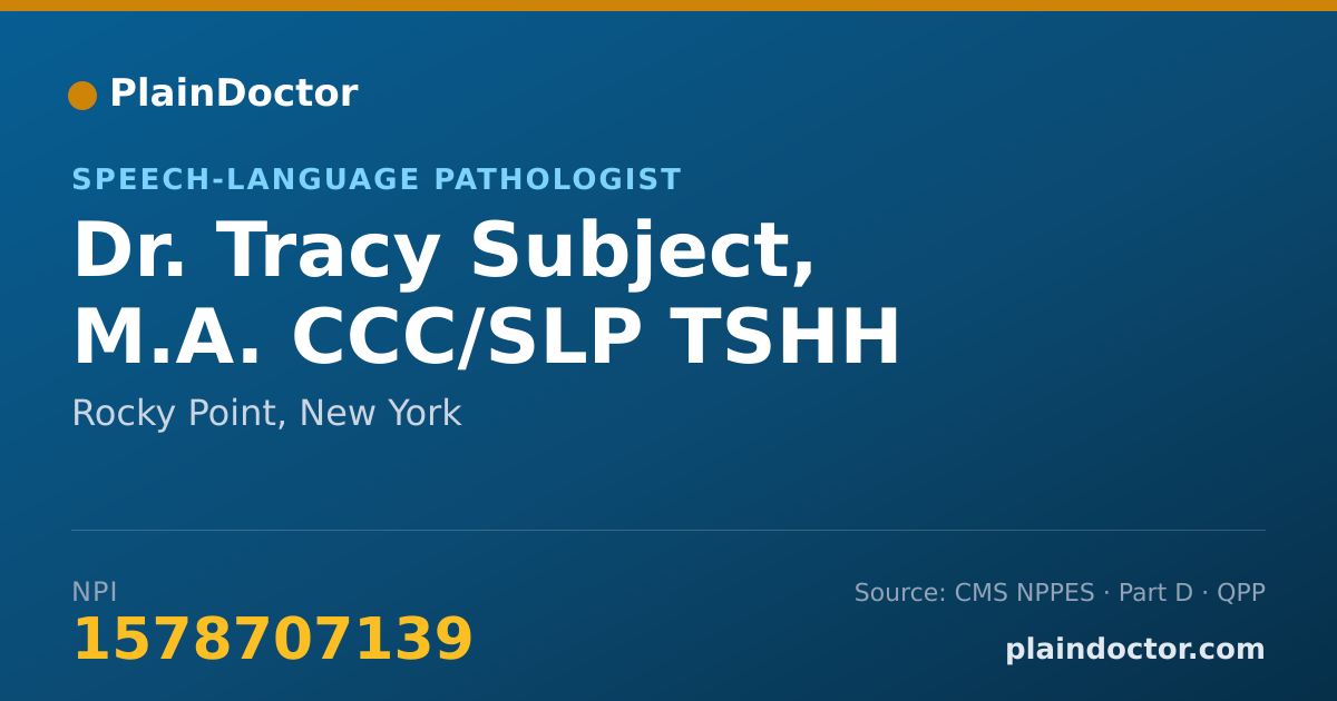 Shareable card for Tracy Subject, M.A. CCC/SLP TSHH - Speech-Language Pathologist, Rocky Point, NY