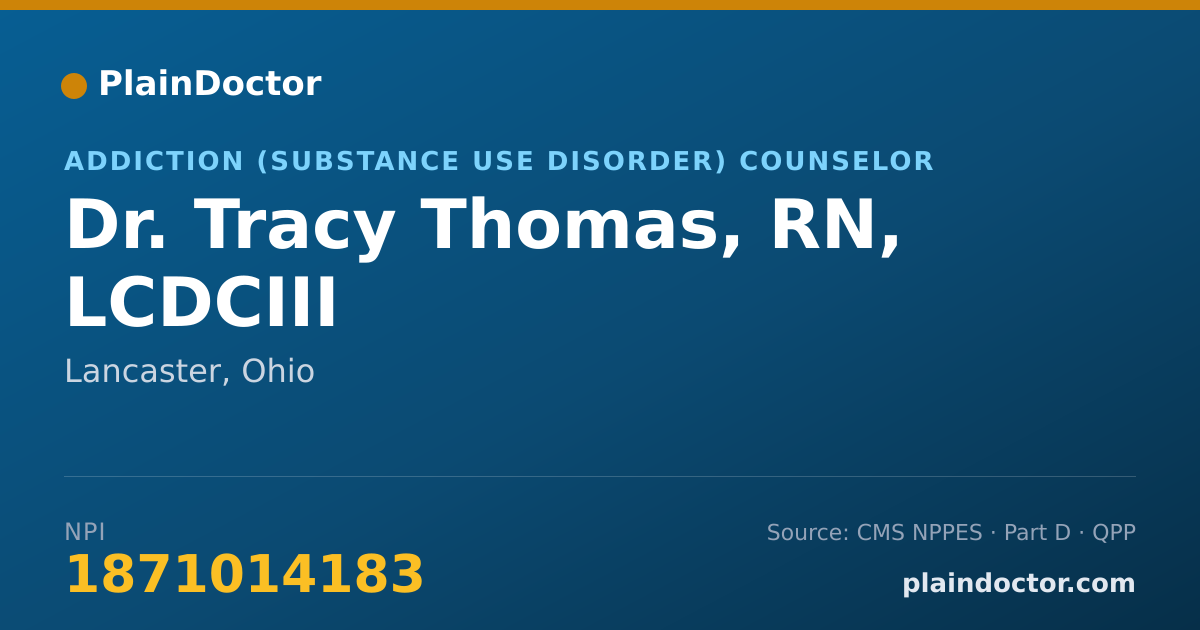 Shareable card for Tracy Thomas, RN, LCDCIII - Addiction (Substance Use Disorder) Counselor, Lancaster, OH