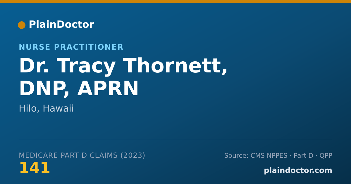 Shareable card for Tracy Thornett, DNP, APRN - Nurse Practitioner, Hilo, HI