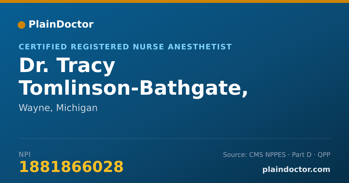 Shareable card for Tracy Tomlinson-Bathgate, CRNA - Certified Registered Nurse Anesthetist, Wayne, MI