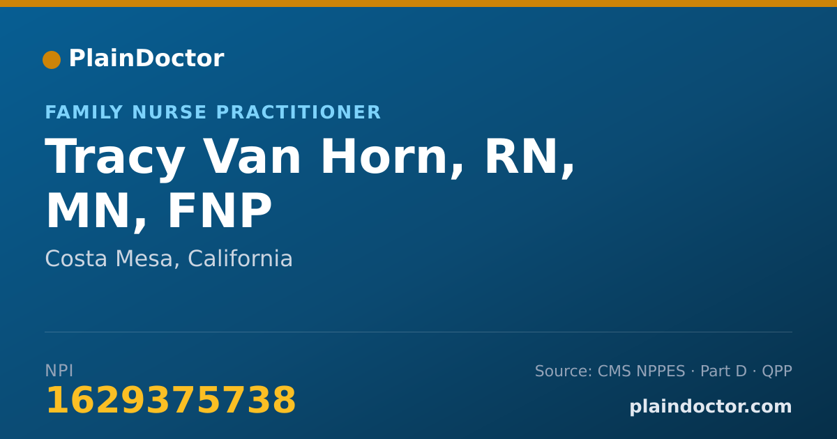 Shareable card for Tracy Van Horn, RN, MN, FNP - Family Nurse Practitioner, Costa Mesa, CA