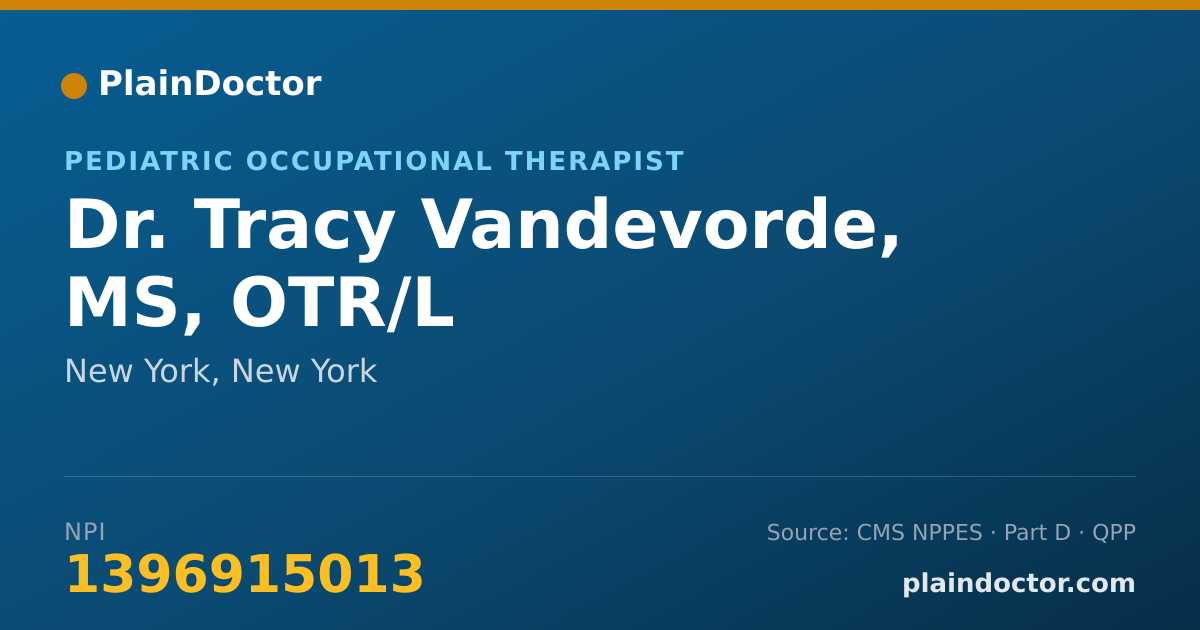 Shareable card for Tracy Vandevorde, MS, OTR/L - Pediatric Occupational Therapist, New York, NY