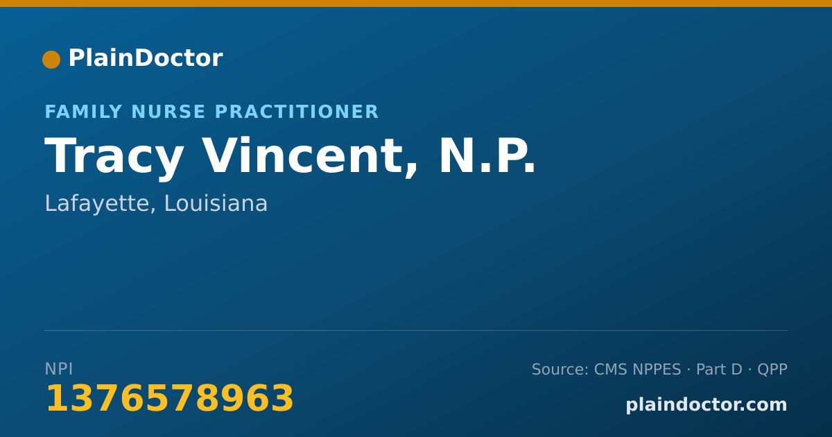 Shareable card for Tracy Vincent, N.P. - Family Nurse Practitioner, Lafayette, LA