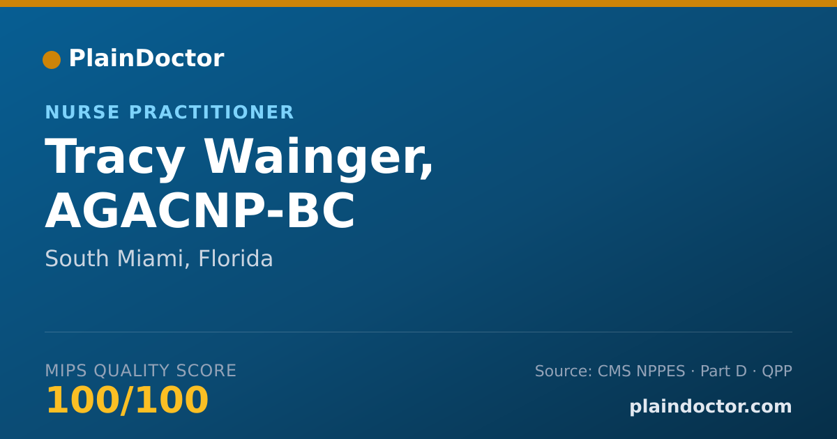 Shareable card for Tracy Wainger, AGACNP-BC - Nurse Practitioner, South Miami, FL