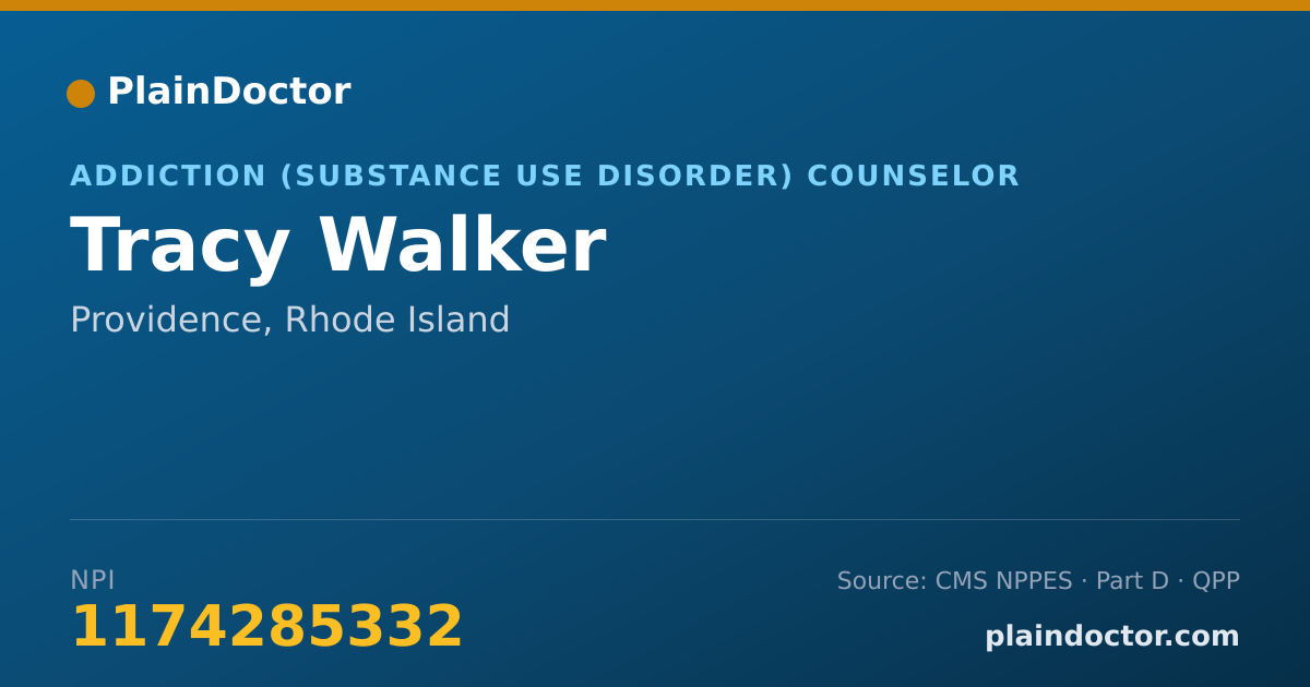 Shareable card for Tracy Walker - Addiction (Substance Use Disorder) Counselor, Providence, RI