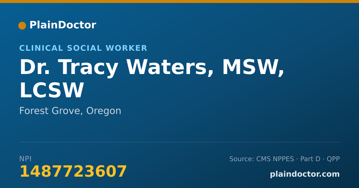 Shareable card for Tracy Waters, MSW, LCSW - Clinical Social Worker, Forest Grove, OR