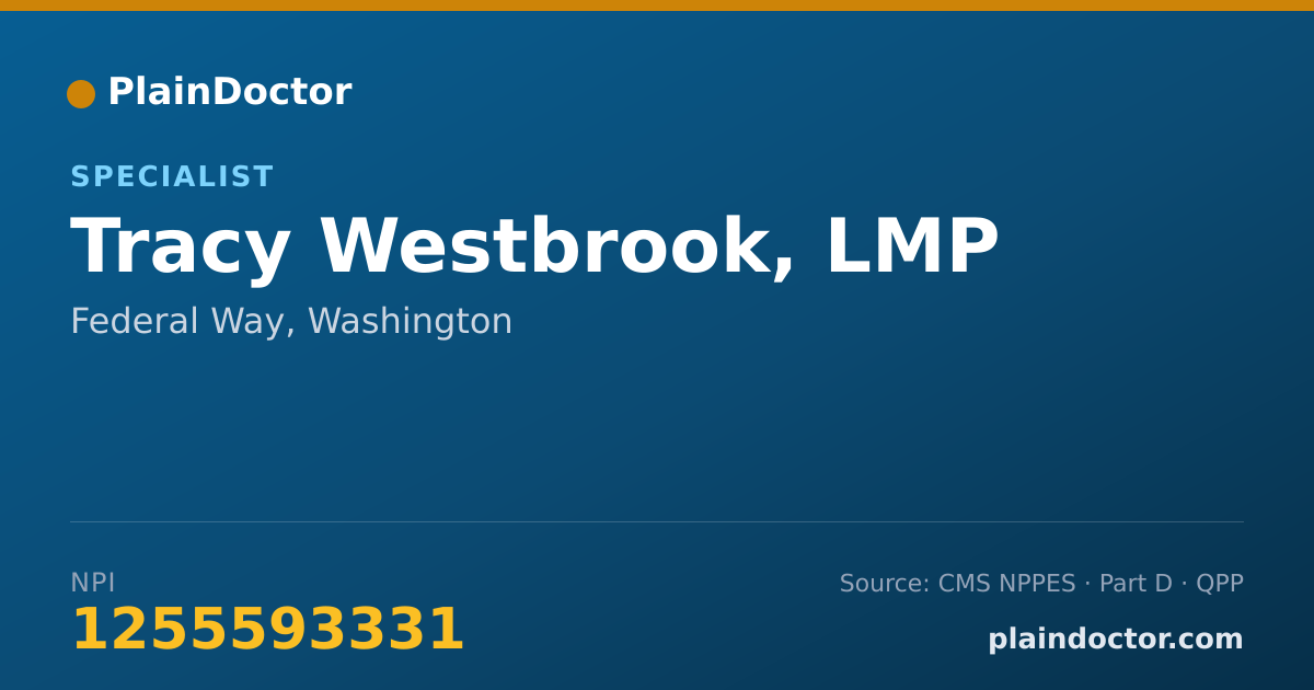 Shareable card for Tracy Westbrook, LMP - Specialist, Federal Way, WA